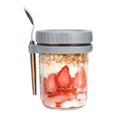 Copo de vidro com tampa de vedação e suporte para colher 350ml