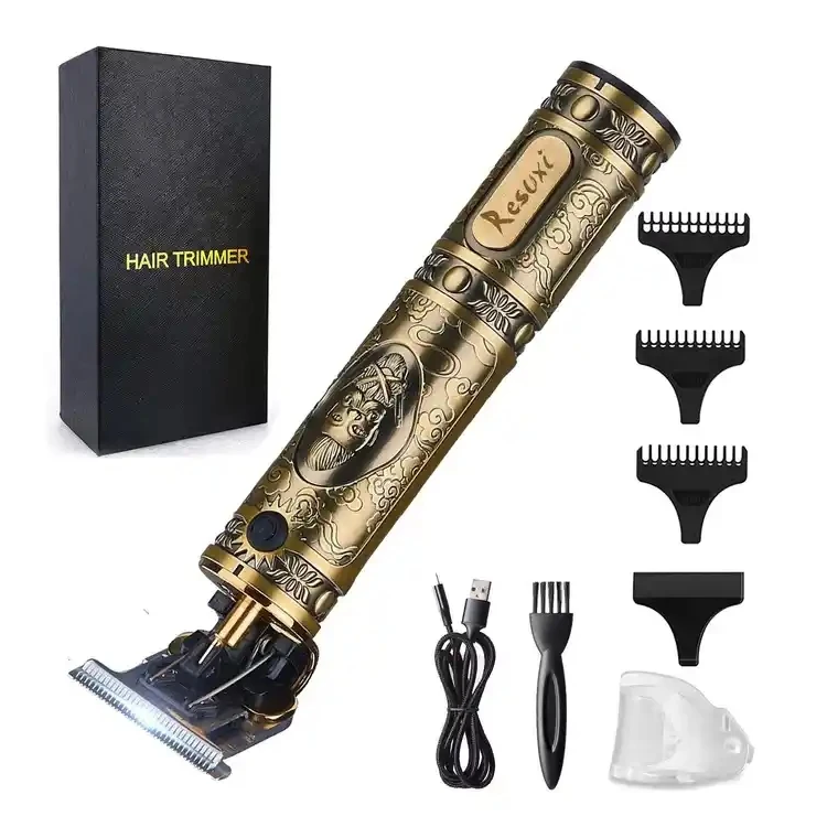 Aparador de pelos afiado com lâmina T de aço inoxidável sem fio T9 USB, barbeador masculino recarregável