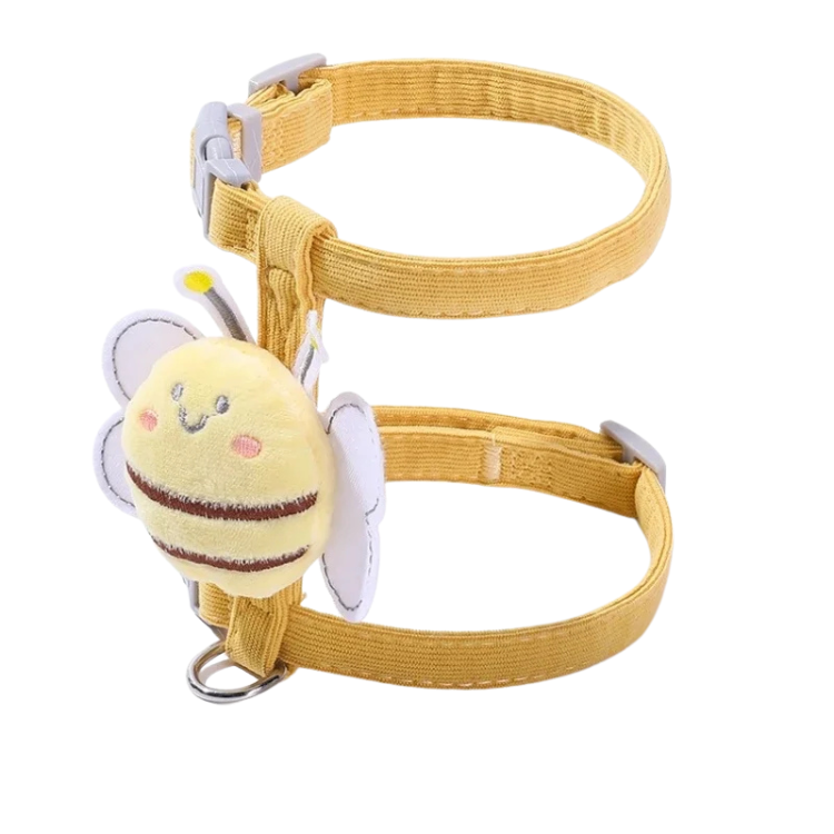 Conjunto de coleira e guia para gatos, ajustável, desenho animado abelha