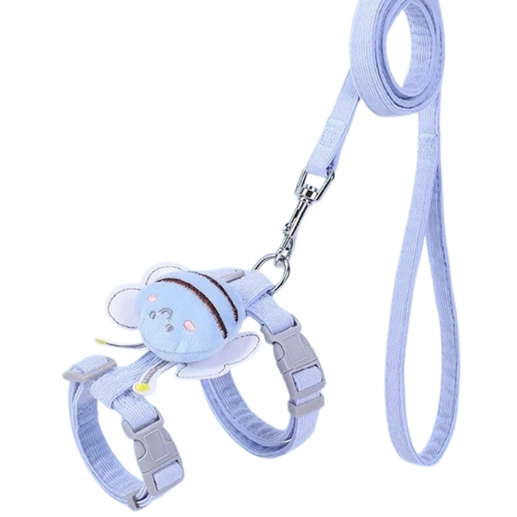 Conjunto de coleira e guia para gatos, ajustável, desenho animado abelha