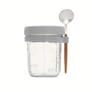 Copo de vidro com tampa de vedação e suporte para colher 350ml
