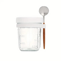 Copo de vidro com tampa de vedação e suporte para colher 350ml