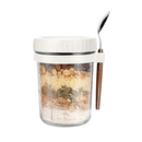 Copo de vidro com tampa de vedação e suporte para colher 350ml