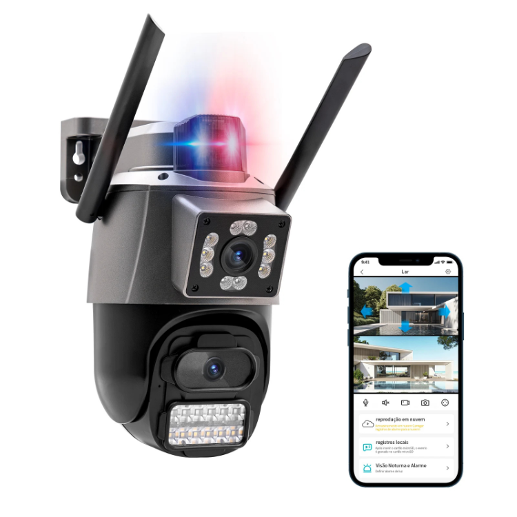 Câmera dupla de segurança Smart 360 bluetooth, wi-fi e rede - Coibeu