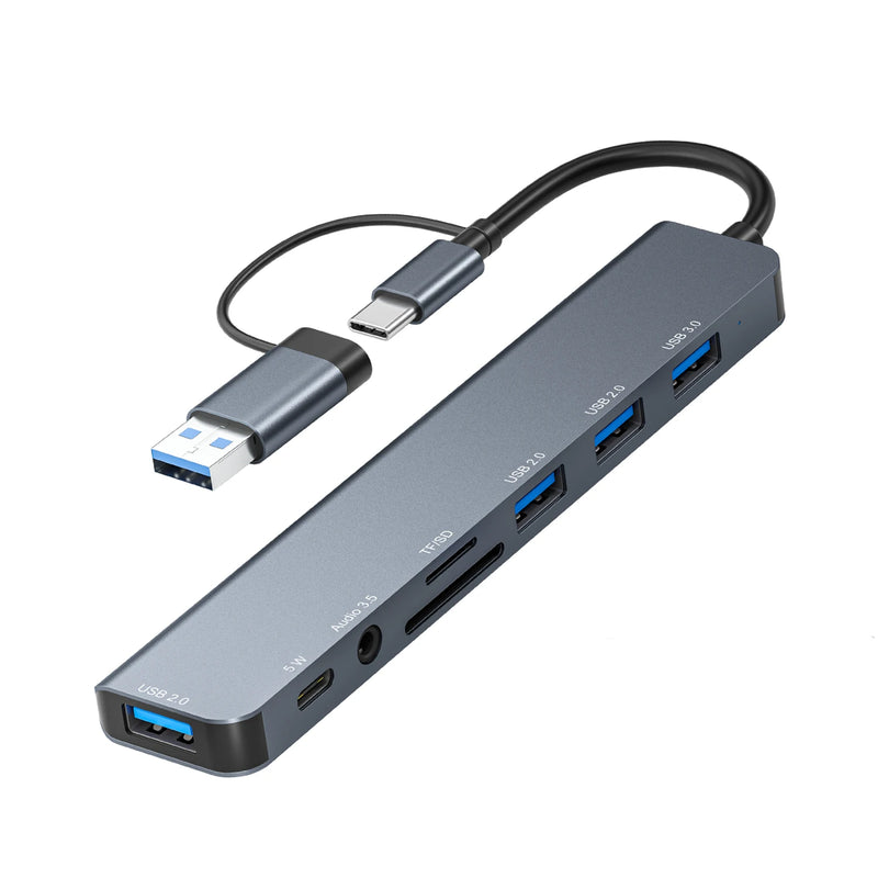 Hub USB C 8 em 1 USB 3.0, com 1 X USB 3.0, 3 X USB 2.0 e 1 X USB C
